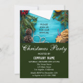 フェスティバルレッド、ブルー、グリーン会社クリスマスパーティー 招待状 (正面)