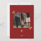 フェスティバルレッド&金ゴールドうれしそうな2つの写真クリスマス シーズンカード (裏面)