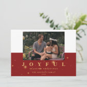 フェスティバルレッド&金ゴールドうれしそうな2つの写真クリスマス シーズンカード (スタンド正面)