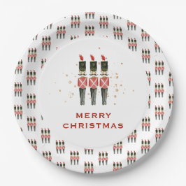 フェスティバルレッド&金ゴールドくるみ割りクリスマス ペーパープレート