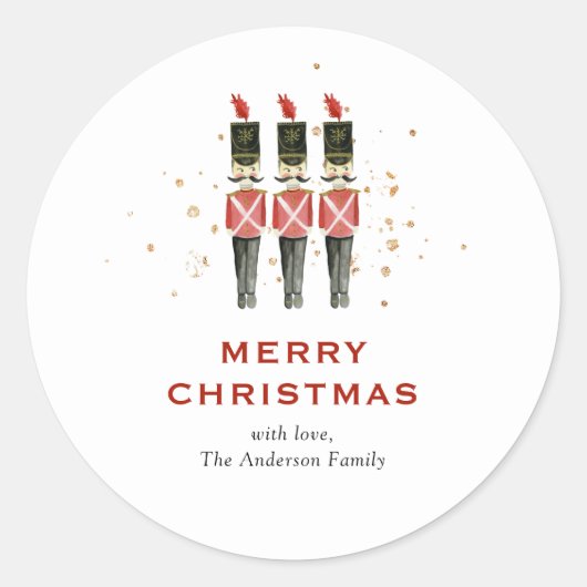 フェスティバルレッド&金ゴールドくるみ割りクリスマス ラウンドシール (正面)