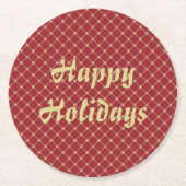 フェスティバルレッド&金ゴールドクリスマス ラウンドペーパーコースター (正面)