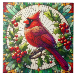 フェスティバルレッド（鳥）ショウジョウコウカンチョウステンドグラス タイル