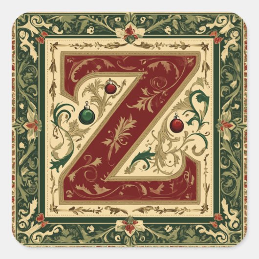 フェスティバルレッドZとクリスマスグリーン スクエアシール (正面)