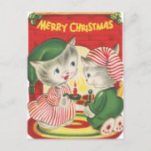 フェスティバルレトロなヴィンテージクリスマス猫 シーズンポストカード (正面)