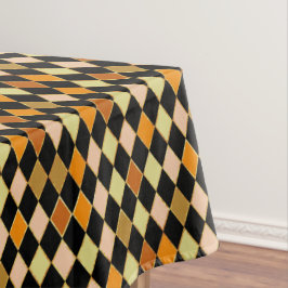 フェスティバルレトロオレンジブラックダイヤモンドパターン テーブルクロス