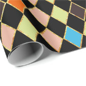 フェスティバルレトロオレンジブラックダイヤモンドパターン ラッピングペーパー (ロールコーナー)