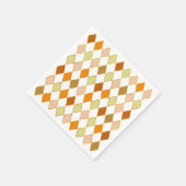 フェスティバルレトロオレンジベージュホワイトダイヤモンドパターン スタンダードカクテルナプキン (角)