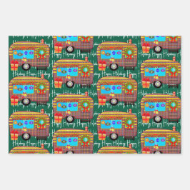 フェスティバルレトロキャンパーハッピーホリデイズ ラッピングペーパーシート