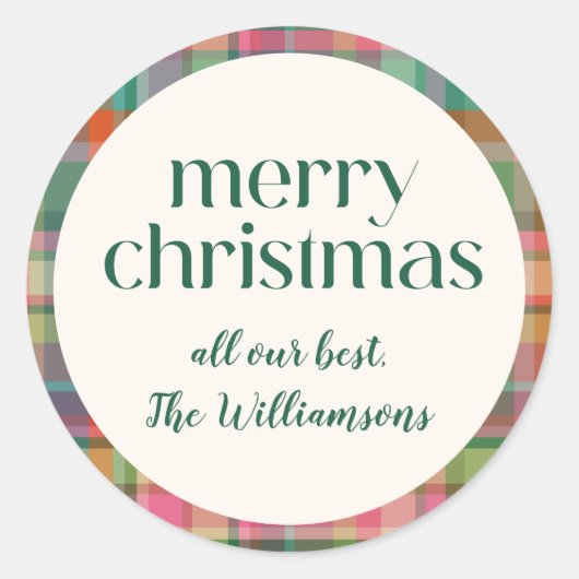 フェスティバルレトロクリスマスプレッドキュート名門私立校風のスクリプト ラウンドシール (正面)