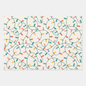 フェスティバルレトロクリスマスライトストライプドット ラッピングペーパーシート (正面)