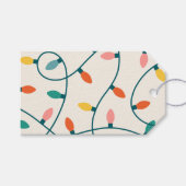 フェスティバルレトロクリスマスライトストランドパターン ギフトタグ (正面(横))