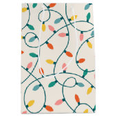 フェスティバルレトロクリスマスライトストランドパターン ミディアムペーパーバッグ (正面)