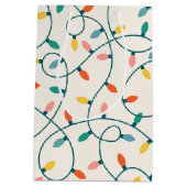 フェスティバルレトロクリスマスライトストランドパターン ミディアムペーパーバッグ (裏面)