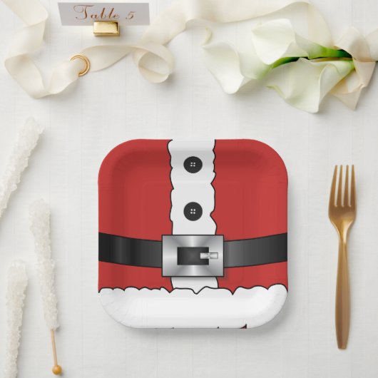 フェスティバルレトロクリスマスレッドスーツサンタクロース ペーパープレート (ウェディング)