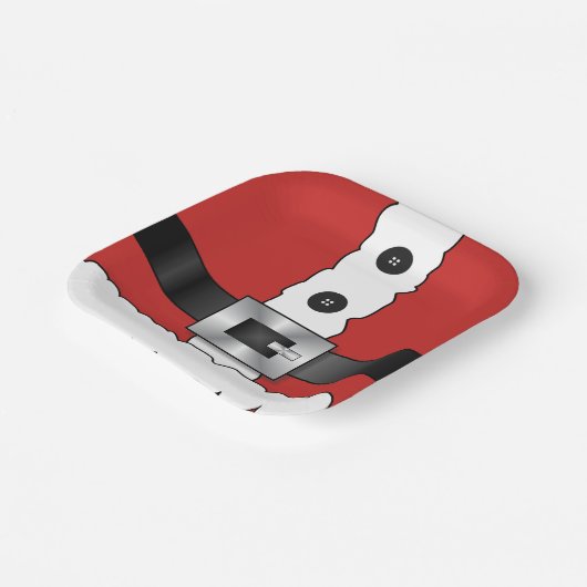 フェスティバルレトロクリスマスレッドスーツサンタクロース ペーパープレート (傾斜あり)