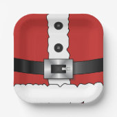 フェスティバルレトロクリスマスレッドスーツサンタクロース ペーパープレート (正面)