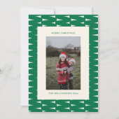 フェスティバルレトログリーンウェーブラインクリスマスフォト シーズンカード (正面)