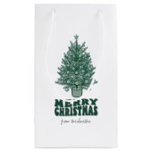 フェスティバルレトログリーンクリスマスツリー スモールペーパーバッグ (裏面)