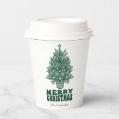 フェスティバルレトログリーンクリスマスツリー 紙コップ (正面)