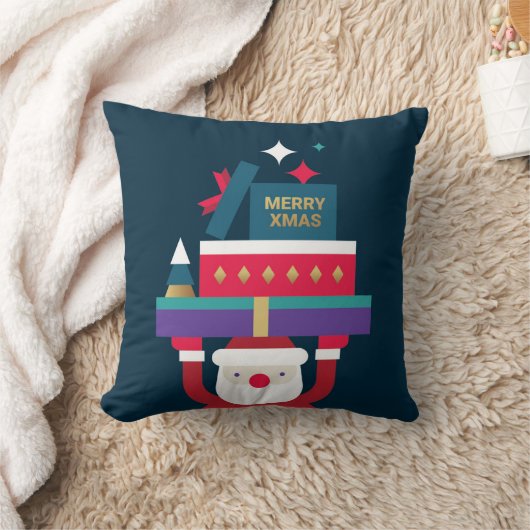 フェスティバルレトロサンタ装飾用クッション – ホリデーギフト クッション (ブランケット)