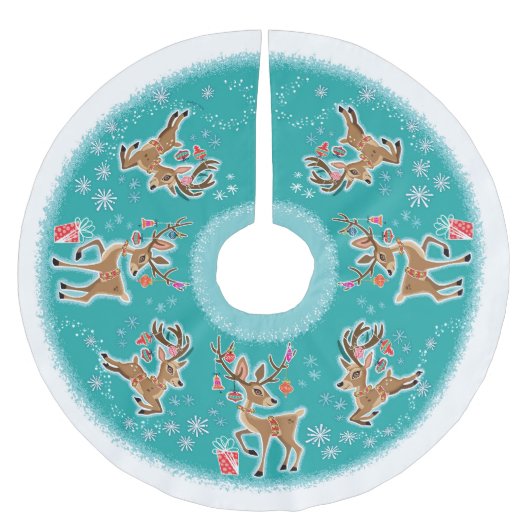 フェスティバルレトロトナカイ ブラッシュドポリエステルツリースカート (正面)