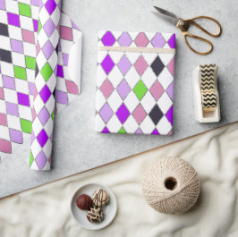 フェスティバルレトロパープルダイヤモンドパターン ラッピングペーパー