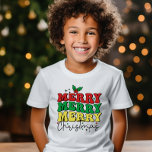 フェスティバルレトロメリークリスマスファミリー Tシャツ<br><div class="desc">Tシャ祝ツでホリデーシーズンの準備をすごいクールしよう!..レトロ読と手書きフォントの組み合わせモダンで「MERRY CHRISTMAS」という言葉。すべての色が編集可能</div>