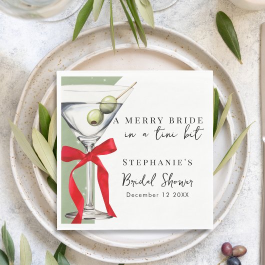 フェスティバルレトロレッドボウダーティマルティーニブライダルシャワー スタンダードランチョンナプキン