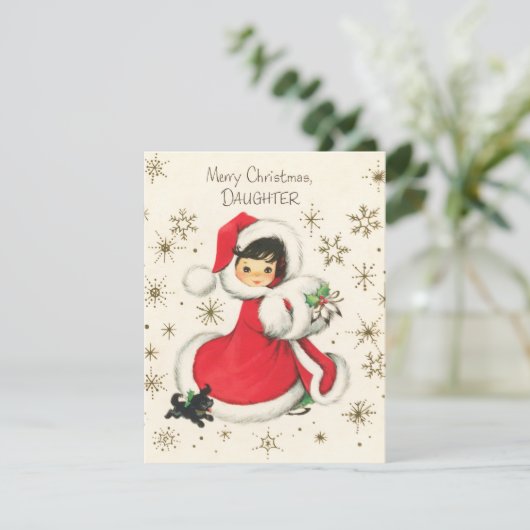 フェスティバルレトロヴィンテージガールクリスマス シーズンカード (スタンド正面)