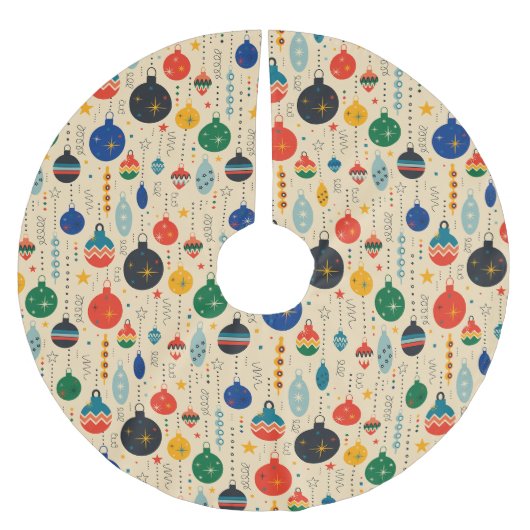 フェスティバルレトロヴィンテージクリスマスオーナメント ブラッシュドポリエステルツリースカート (正面)