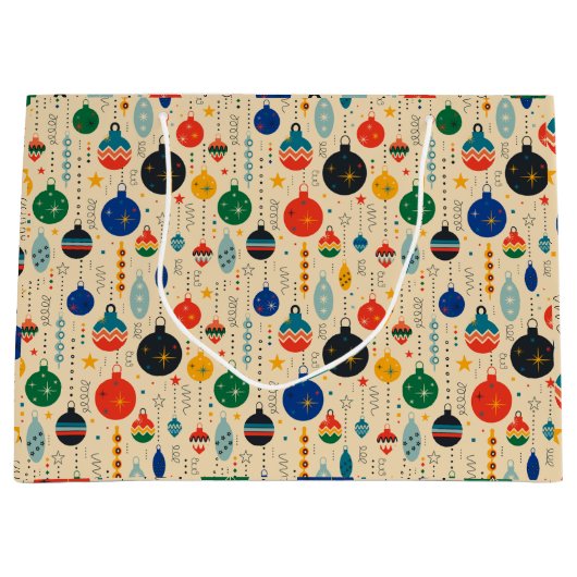 フェスティバルレトロヴィンテージクリスマスオーナメント ラージペーパーバッグ (正面)