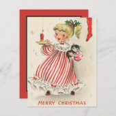 フェスティバルレトロヴィンテージクリスマスガール シーズンカード (正面/裏面)