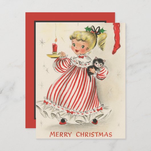 フェスティバルレトロヴィンテージクリスマスガール シーズンカード (正面/裏面)