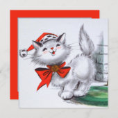 フェスティバルレトロヴィンテージクリスマスキャットパーティー 招待状 (正面/裏面)