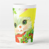 フェスティバルレトロヴィンテージクリスマスキャットホリデイ カフェラテマグ (正面)