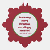 フェスティバルレトロヴィンテージクリスマスサンタアド文字 オーナメントカード (裏面)