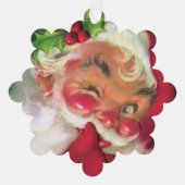 フェスティバルレトロヴィンテージクリスマスサンタアド文字 オーナメントカード (正面)