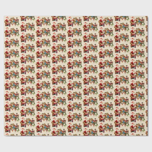 フェスティバルレトロヴィンテージクリスマスサンタキッズタイル ラッピングペーパー (フラット)