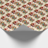 フェスティバルレトロヴィンテージクリスマスサンタキッズタイル ラッピングペーパー (角)