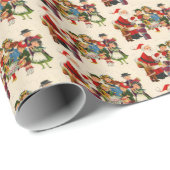 フェスティバルレトロヴィンテージクリスマスサンタキッズタイル ラッピングペーパー (ロールコーナー)