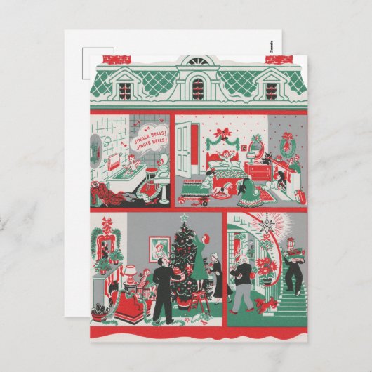 フェスティバルレトロヴィンテージクリスマスハウス シーズンポストカード (正面/裏面)