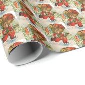 フェスティバルレトロヴィンテージクリスマスベアータイル ラッピングペーパー (ロールコーナー)