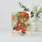 フェスティバルレトロヴィンテージクリスマスベア シーズンポストカード (スタンド正面)