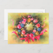 フェスティバルレトロヴィンテージクリスマスリース ポストカード (正面/裏面)