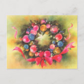 フェスティバルレトロヴィンテージクリスマスリース ポストカード (正面)