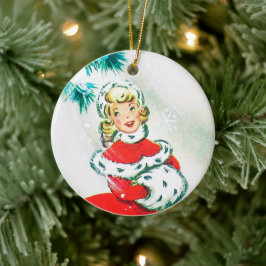 フェスティバルレトロヴィンテージクリスマスレディーホリデイ セラミックオーナメント