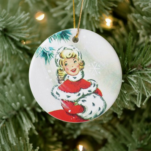 フェスティバルレトロヴィンテージクリスマスレディーホリデイ セラミックオーナメント (ツリー)