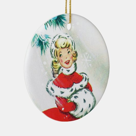 フェスティバルレトロヴィンテージクリスマスレディーホリデイ セラミックオーナメント (右)
