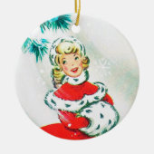 フェスティバルレトロヴィンテージクリスマスレディーホリデイ セラミックオーナメント (正面)